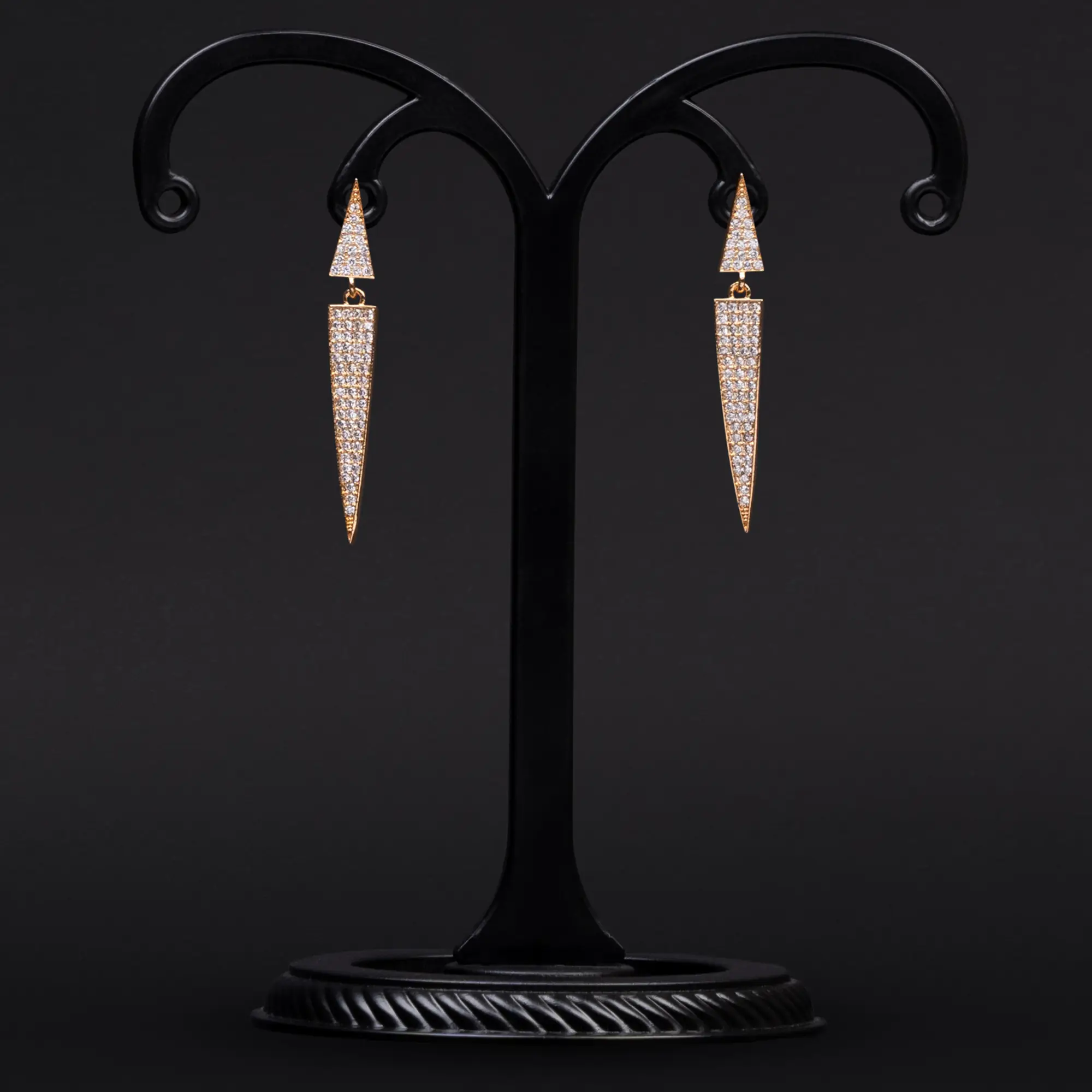 Stylish Rhodium Gold-Plated Geometric American Diamond Earrings
