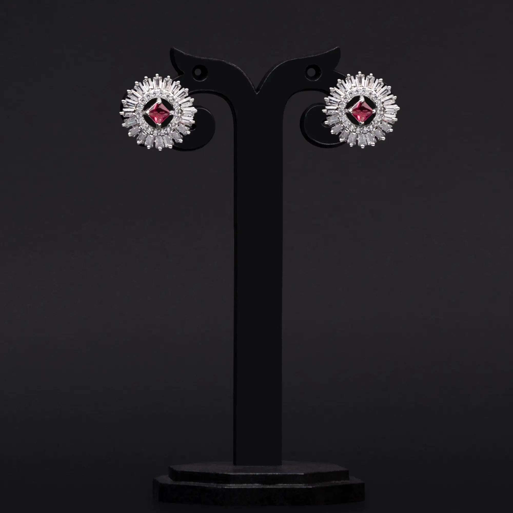 Square Pink Stone Round Tops with Diamonds