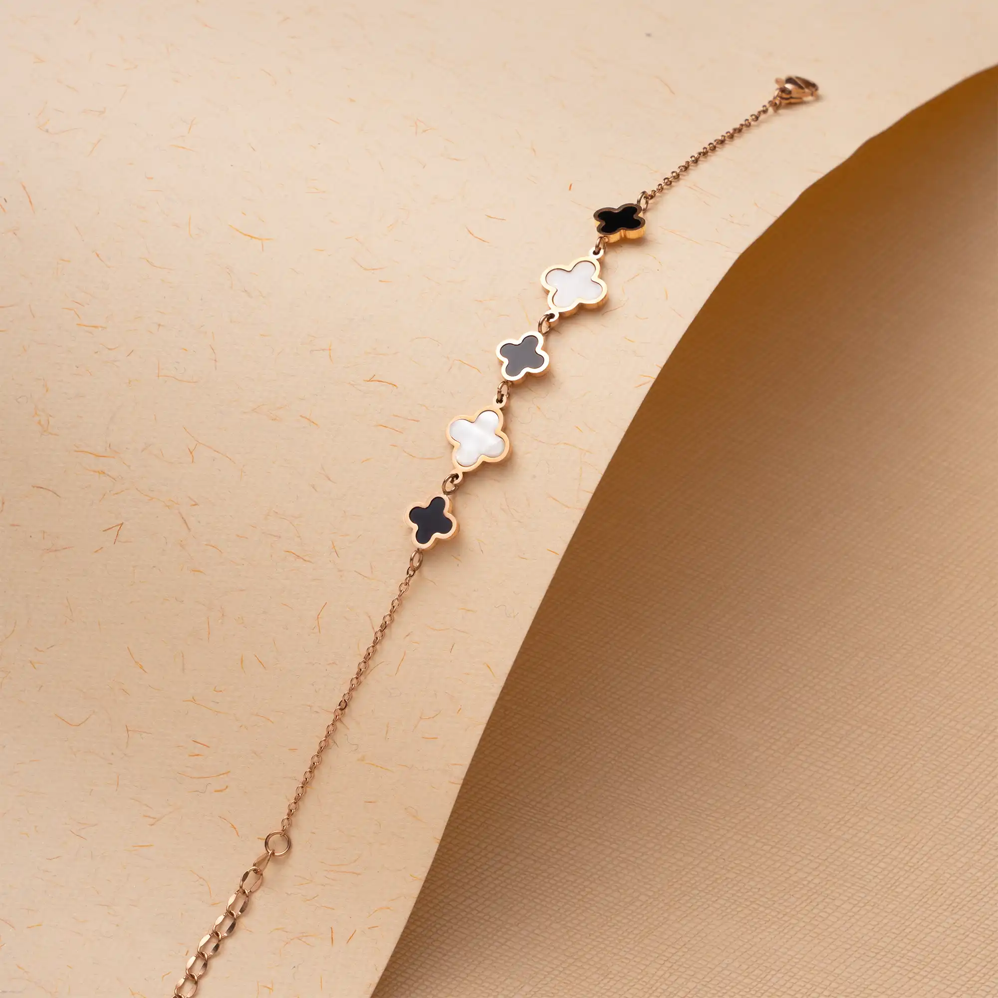 Rose Gold-Plated Hook Closing Contemporary Design Bracelet