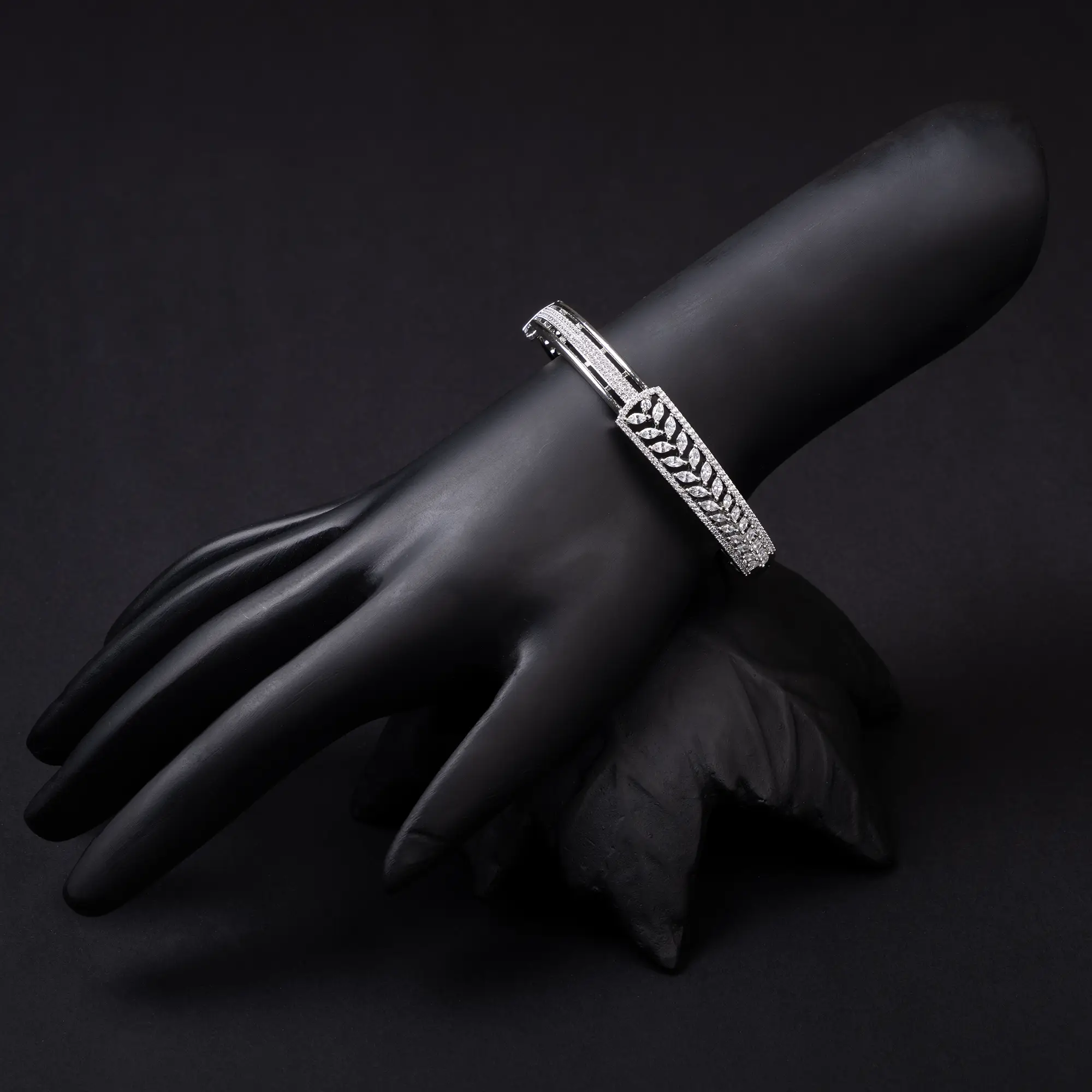 American Diamond Rhodium-Plated Bracelet