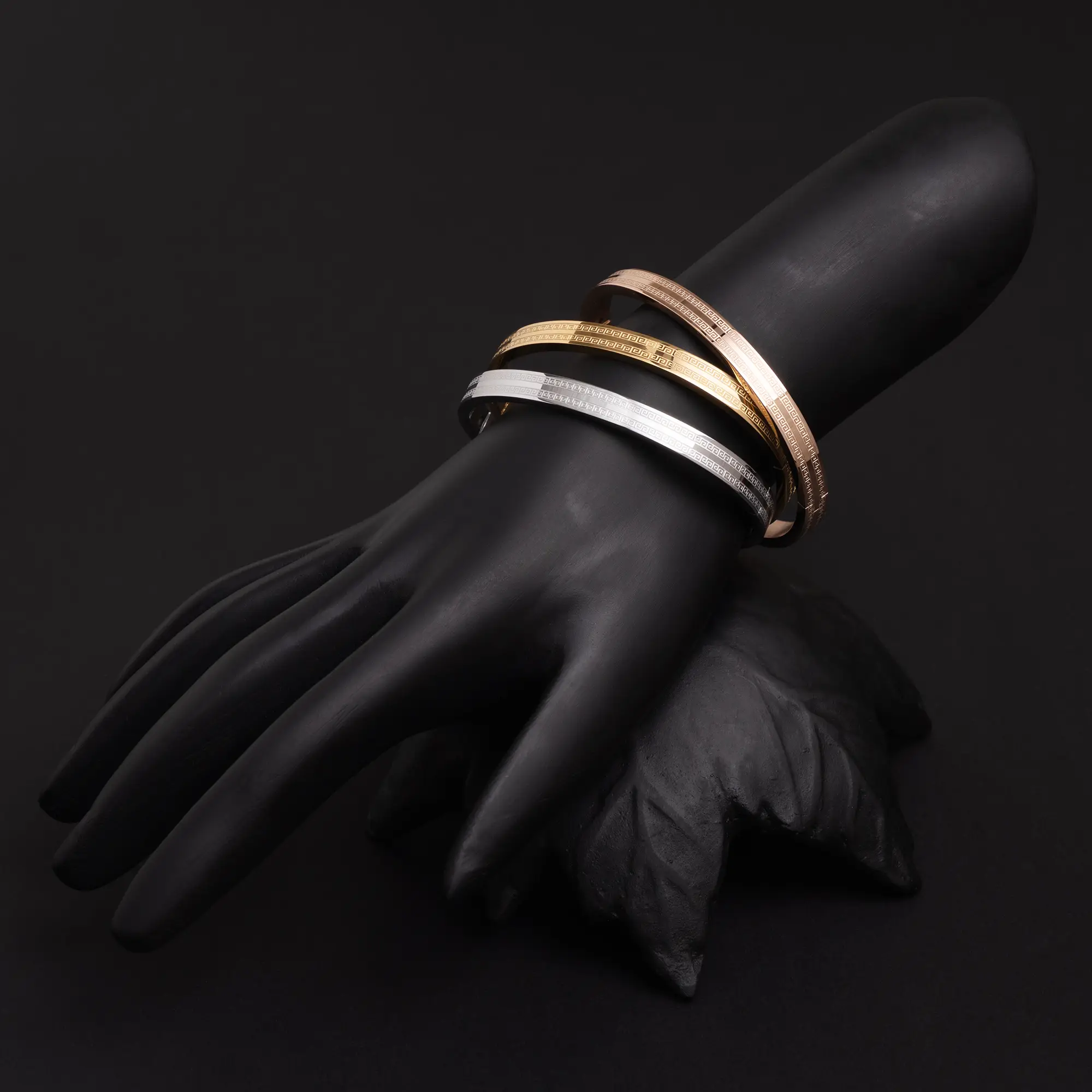 Trio Bracelet Set in Silver, Gold and Rose Gold Combination