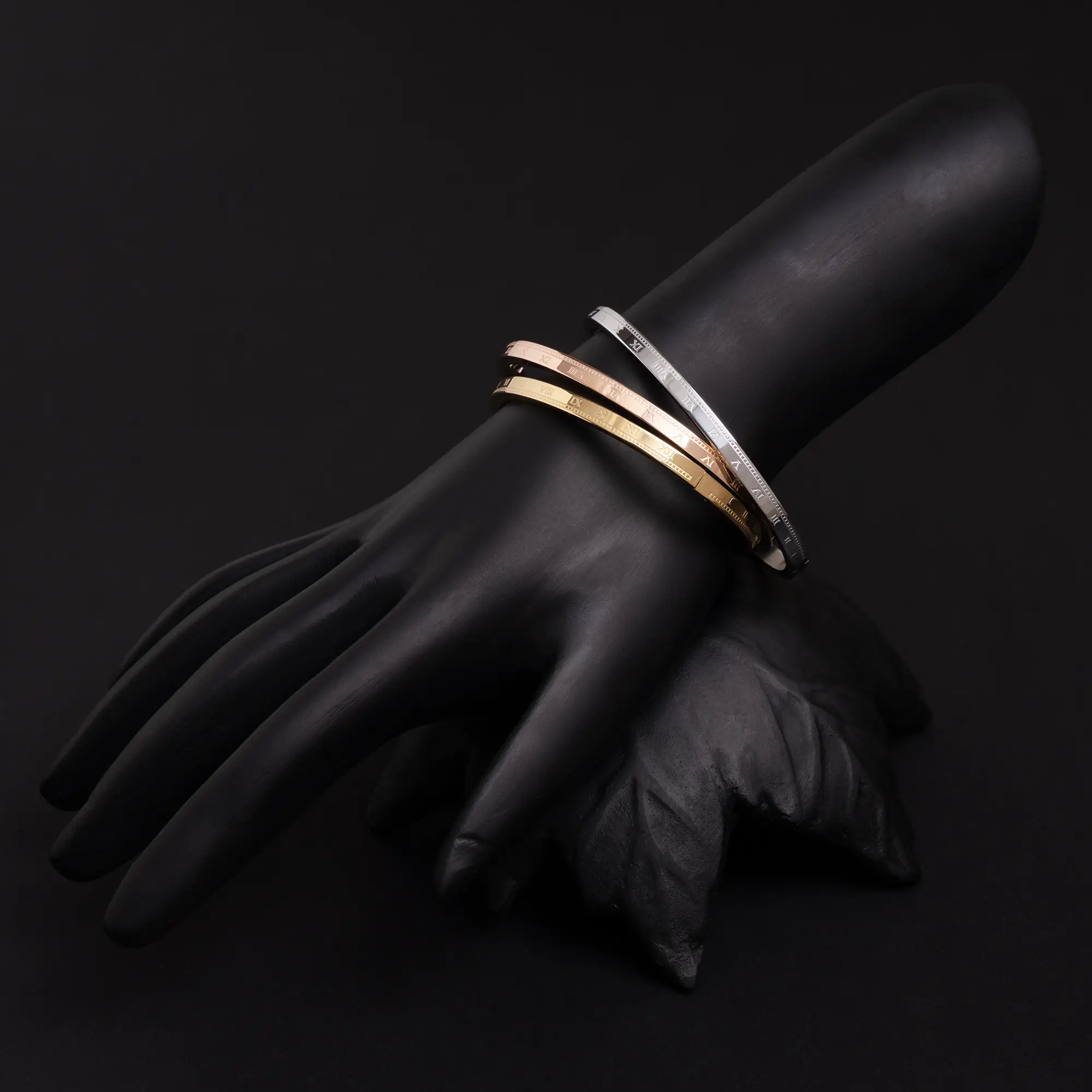 Trio Bracelet Set in Silver, Gold and Rose Gold Combination